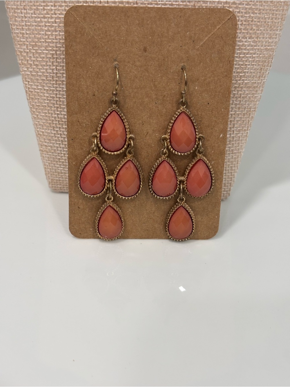 Gold-Tone Coral Teardrop Dangle Earrings - Women Jewelry